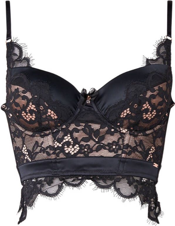 HunkemÃ¶ller Noir longline beugel bh Heather met kant zwart