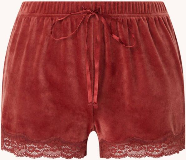 Hunkemö, ller Pyjamashorts van fluweel met kant