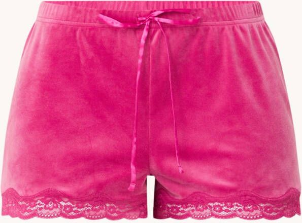 Hunkemö, ller Pyjamashorts van fluweel met kant