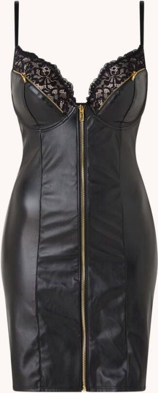 Hunkemö, ller Talia push up bustier van imitatieleer met ritsdetails