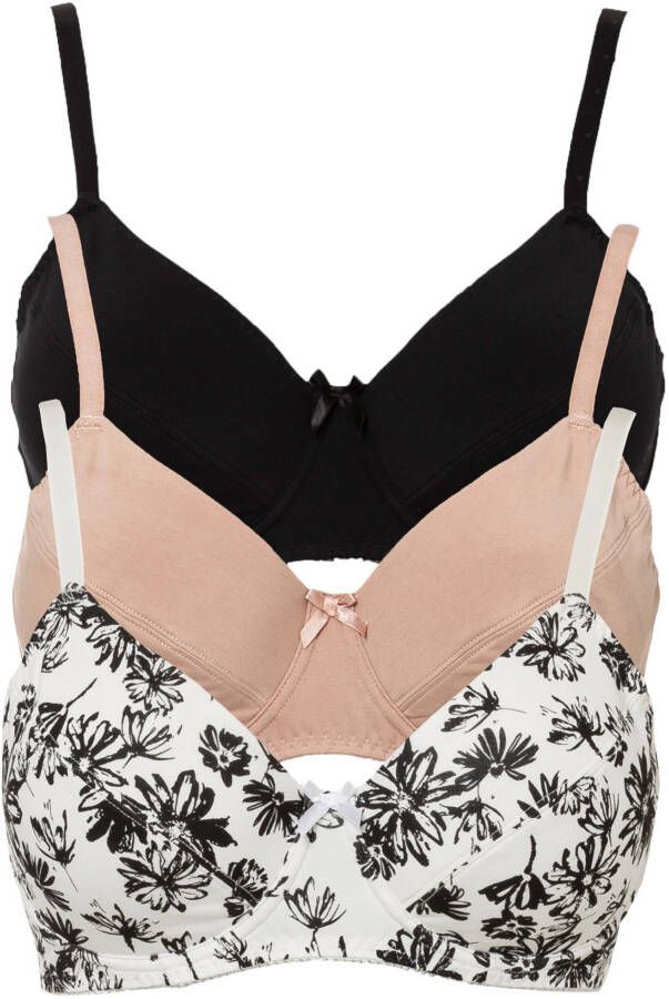 bonprix Beugel bh met katoen(set van 3 )