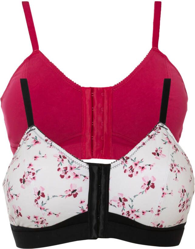 bonprix Bh zonder beugels met sluiting voorop en katoen(set van 2 )