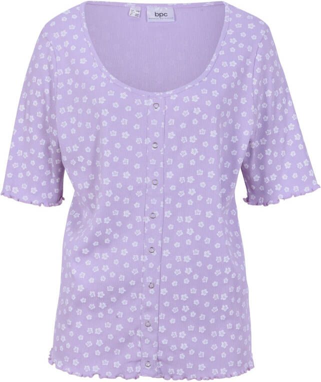 bonprix Geribd shirt met bloemenprint, halflange mouw