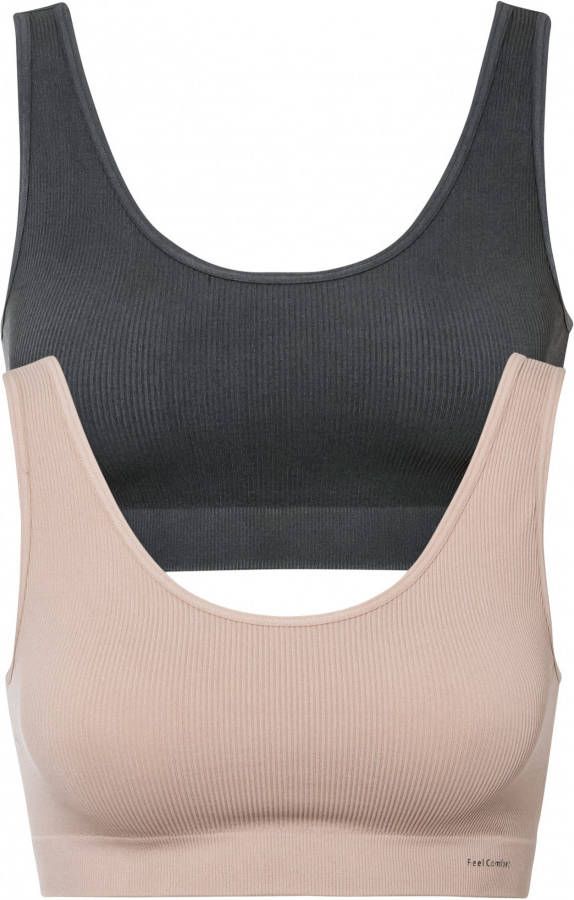 bonprix Geribde Feel Comfort naadloze bralette(set van 2 )