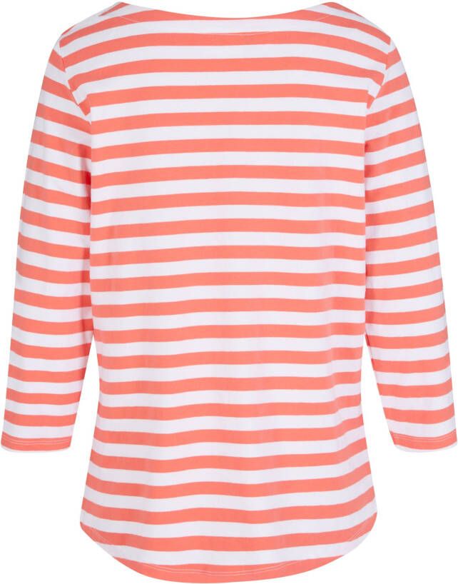 bpc bonprix collection Shirt met 3/4 mouwen en boothals, lichtzalmkleur/wit gestreept