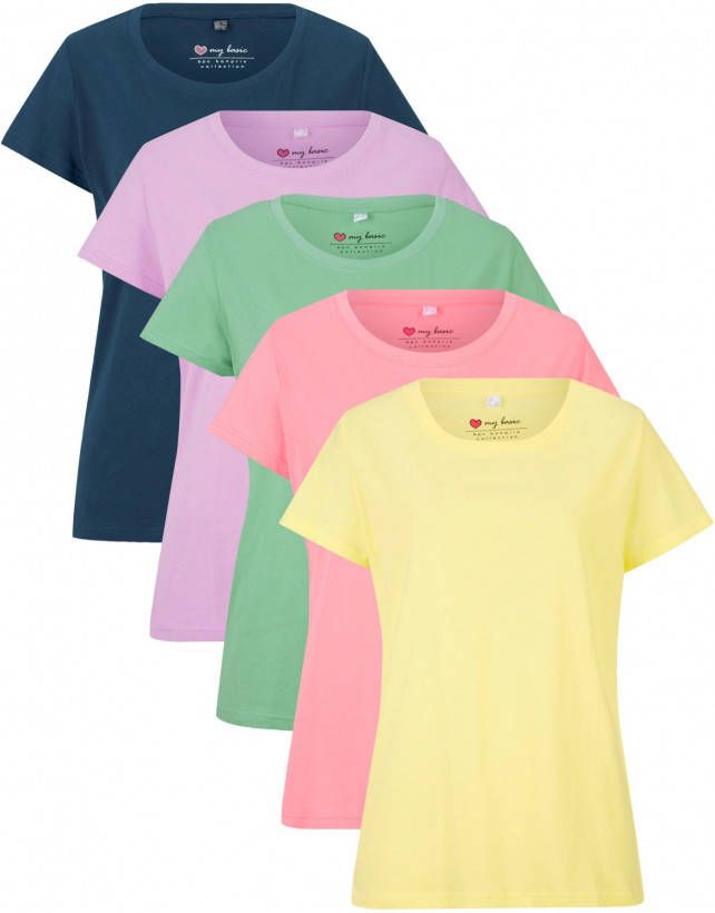 bonprix Shirt met ronde hals(set van 5 ), korte mouw