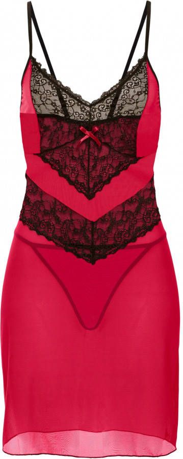 VENUS Slipdress en slip (2-dlg. set), rood/zwart