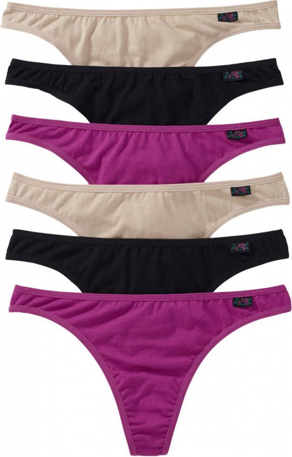 bpc bonprix collection String (set van 6), violetorchidee/nude/zwart