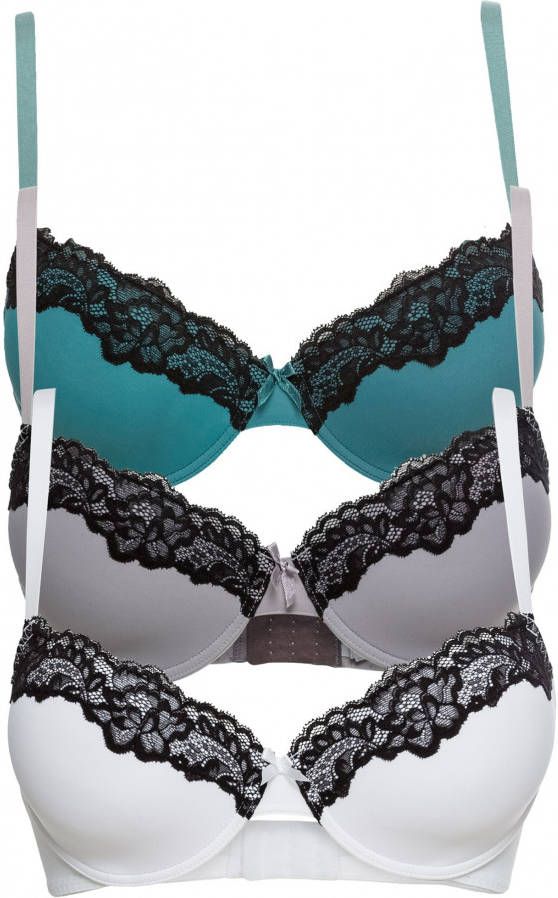 bonprix Voorgevormde beugel bh met gerecycled polyester(set van 3 )