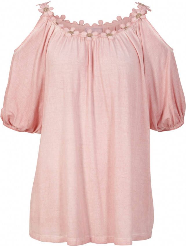 bonprix Cold shoulder shirt met applicatie in used look