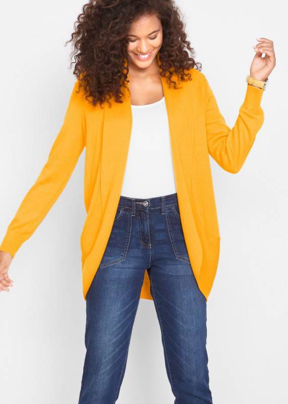 bpc bonprix collection Vest, open gedragen, geeloranje, 50% acryl, 50% katoen