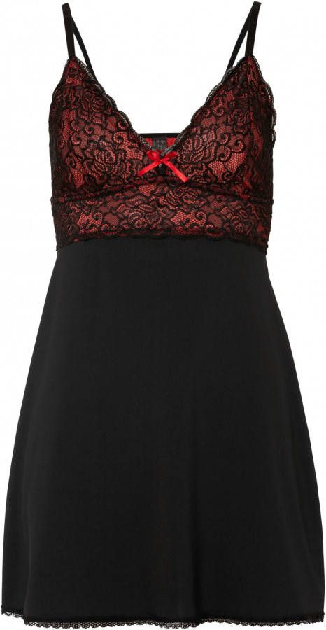 BODYFLIRT Slipdress, zwart/rood, 92% polyester, 8% elastan