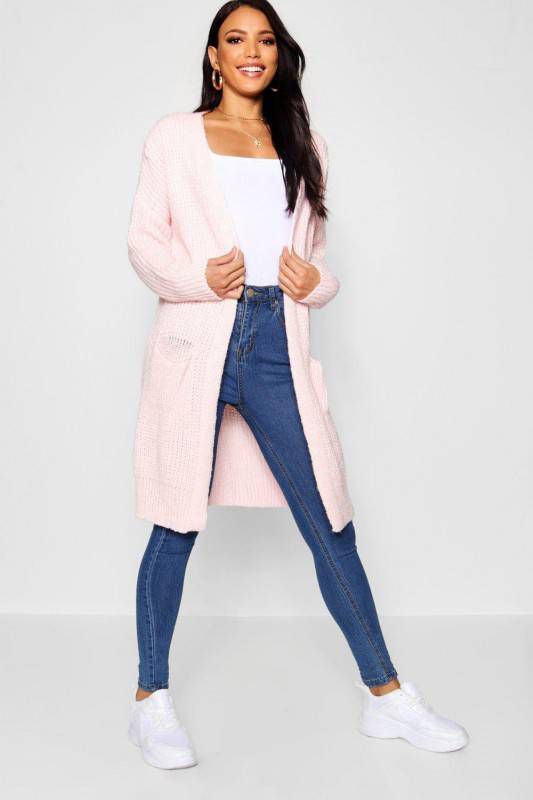boohoo Oversized Boyfriend Cardigan, Blush