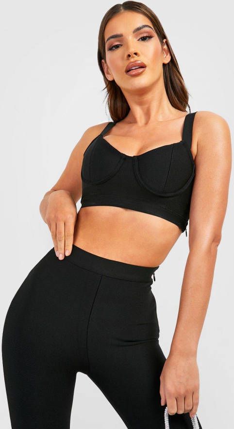boohoo Strakke Premium Bralette, Black