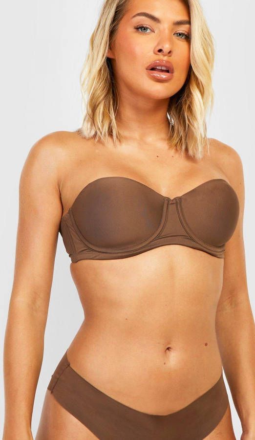 boohoo Strapless Beha Met Volle Cup, Chocolate