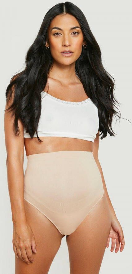 boohoo Zwangerschap Naadloze Bump Support String, Nude