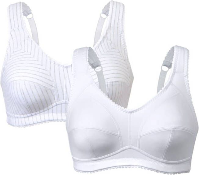 harmony Bh's per 2 stuks met gemêleerde strepen Wit/Grijs