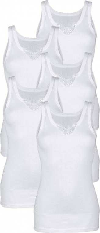 harmony Hemdjes met kantmotief aan de hals 5x wit