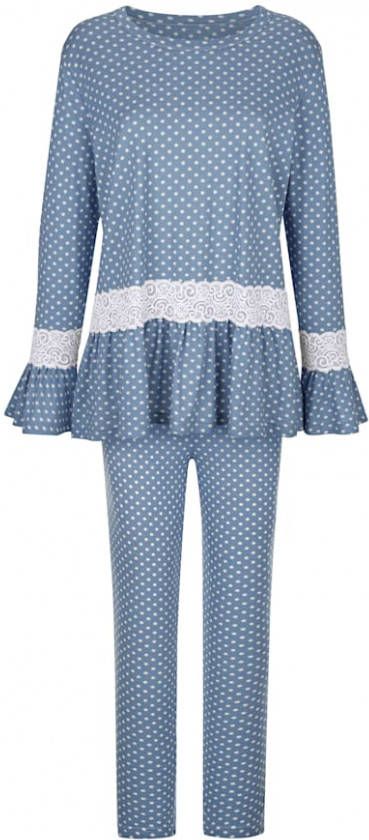 harmony Pyjama Leuke stippenprint Rookblauw/Wit