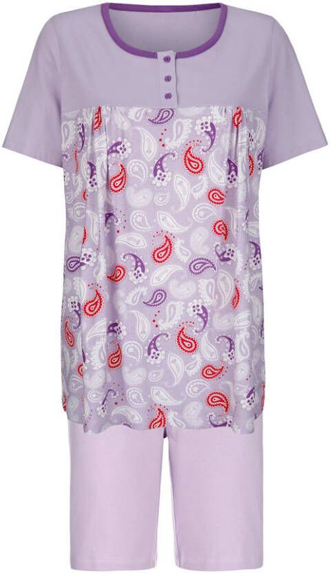 harmony Shortama met modieus paisleydessin Lila/Fuchsia/Ecru