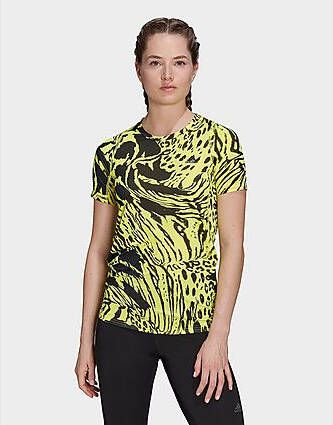 Adidas Fast Allover Print Running T shirt Beam Yellow/Black Dames