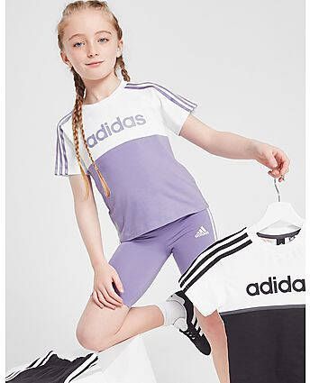 Adidas Girls' Linear Colour Block T Shirt/Shorts Children Purple Kind