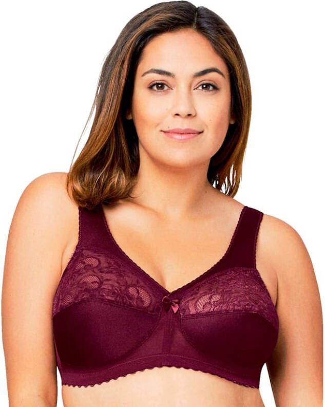 Glamorise Magic lift bh met steunfunctie Bordeaux, Magic lift bh in speciaal model voor Plus Sizes Bordeaux