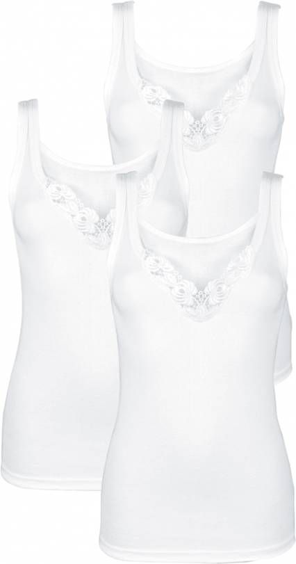 harmony Hemdjes met glanzend kant 3x wit