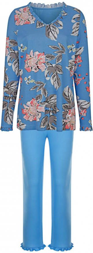 harmony Pyjama met bloemendessin Rookblauw/Ecru/Taupe