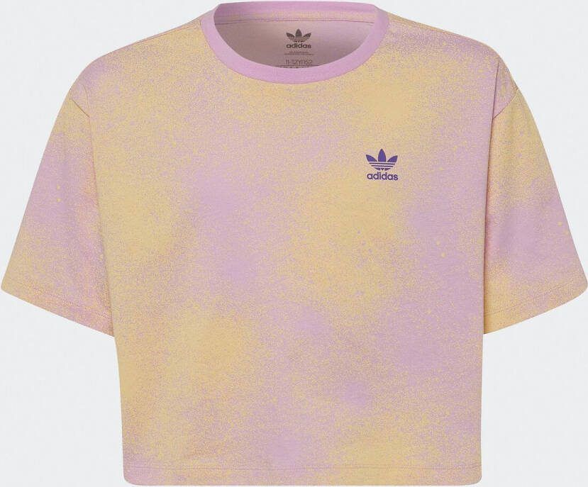 Adidas Girls All Over Print Spray Crop Cropped Tee Basisschool T Shirts