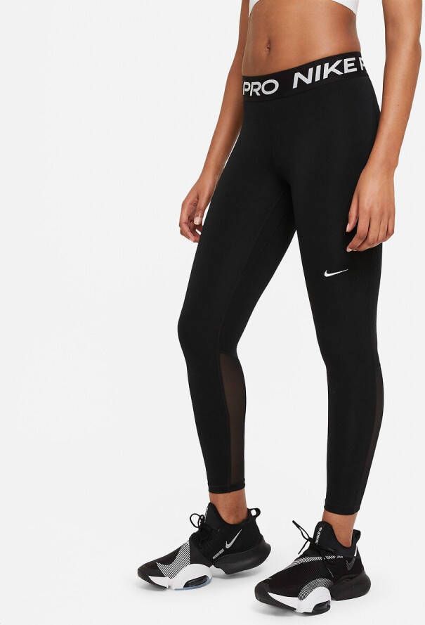 Nike Pro Legging met halfhoge taille en mesh vlakken voor dames Black/White Dames