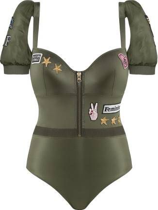 Marlies Dekkers aviator plunge balconette body | wired padded military green L