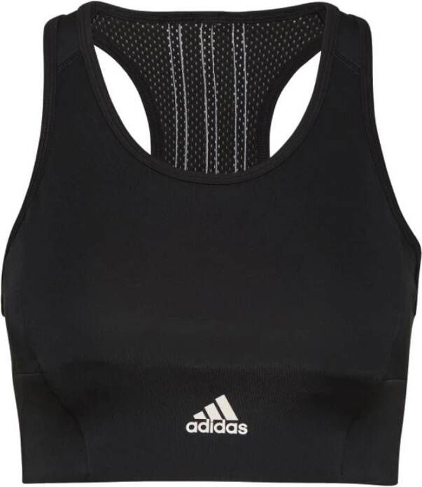 Adidas Performance cropped sporttop zwart/wit