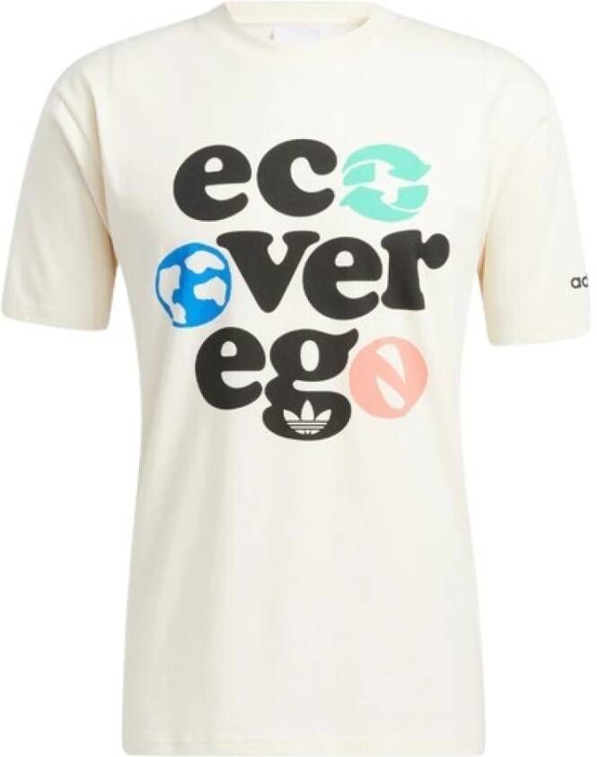 Adidas T shirts en polos crème , Beige, Heren