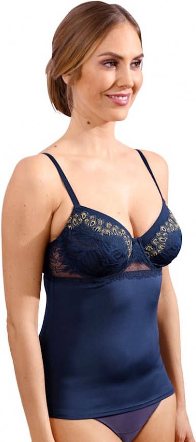 harmony Bh hemdje met contrastkleurig kan in de bovencups Nachtblauw