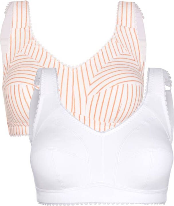 harmony Bh's per 2 stuks met gemêleerde strepen Wit/Zalm