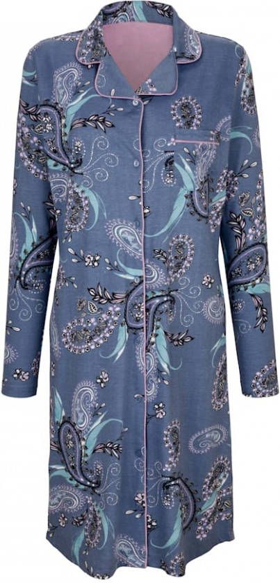 harmony Nachthemd met paisleypatroon Blauw/Smaragdgroen/Lila