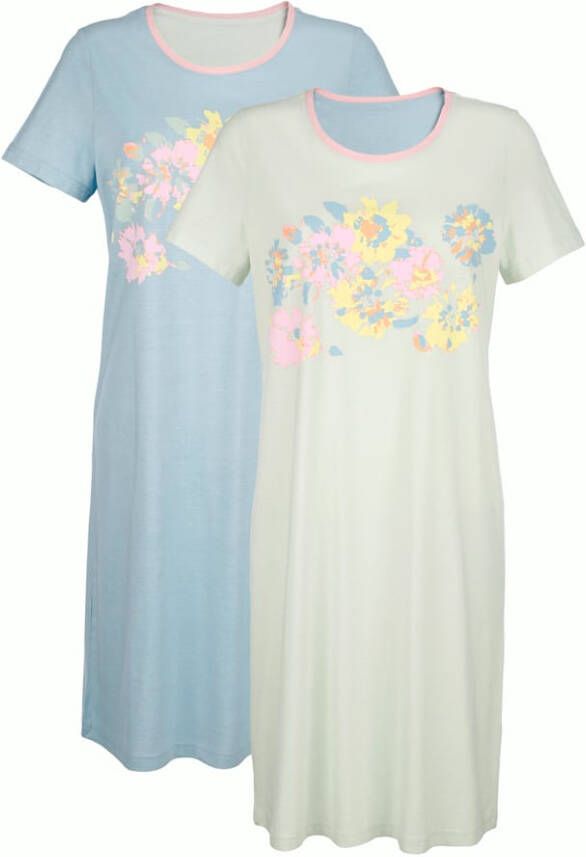 harmony Nachthemden per 2 stuks in een harmonieuze kleurencombinatie Mintgroen/Lichtblauw