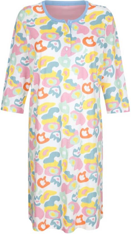 harmony Nachthemden per 2 stuks met praktische knoopsluiting Wit/Lichtblauw/Apricot