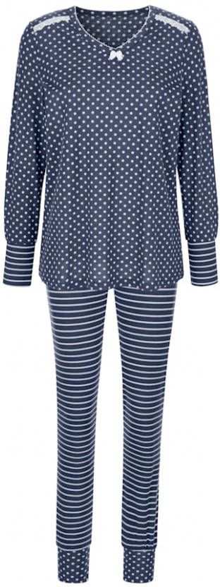 harmony Pyjama met een fraaie patronenmix Rookblauw/Ecru/Marine
