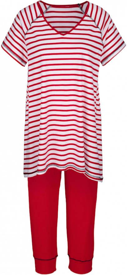 harmony Pyjama met modern streepdessin Rood/Wit
