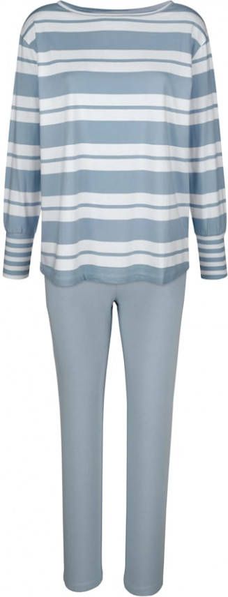 harmony Pyjama's per 2 stuks met streeppatroon Ijsblauw/Prune/Wit
