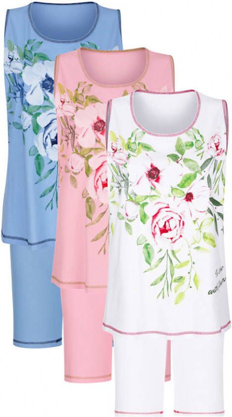 harmony Shortama's per 3 met contrastkleurige naden Wit/Roze/Lichtblauw