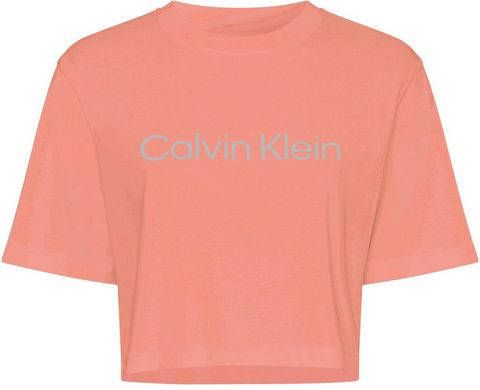 Shirt met ronde hals PW SS Cropped T Shirt met calvin klein logo opschrift