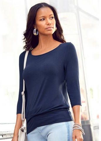 Lascana Shirt met 3/4 mouwen met een cut out in de nek