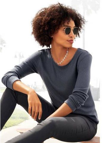 Lascana Shirt met lange mouwen in modieuze piqué look