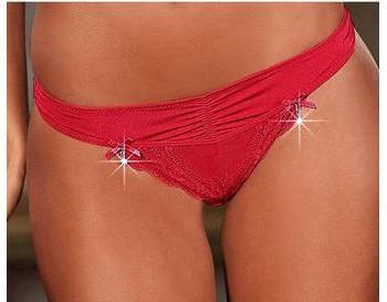 Lascana String met sierstrikje en glitteraccessoire