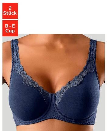 petite fleur Beugel bh van katoen met kanten randje en bredere bandjes(set, Set van 2 )