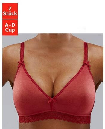 petite fleur Bralette bh met kantband, van zacht katoen(set, Set van 2 )