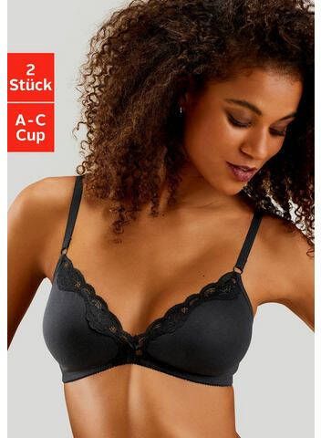 petite fleur Bralette bh zonder beugels van katoen met kant(set, Set van 2 )